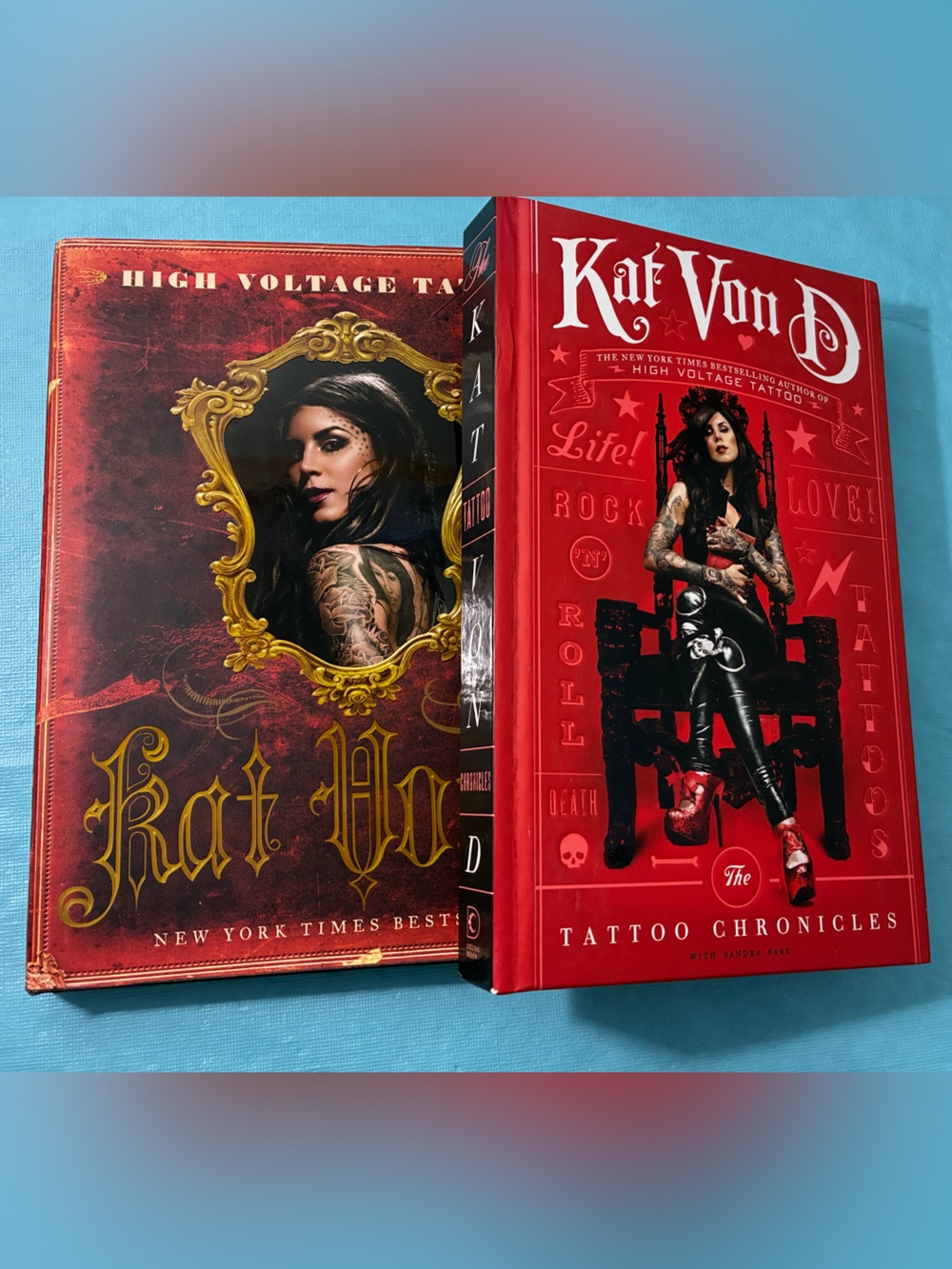 Kat Von D Set of Two Books: Tattoo Chronicles and High Voltage Tattoo